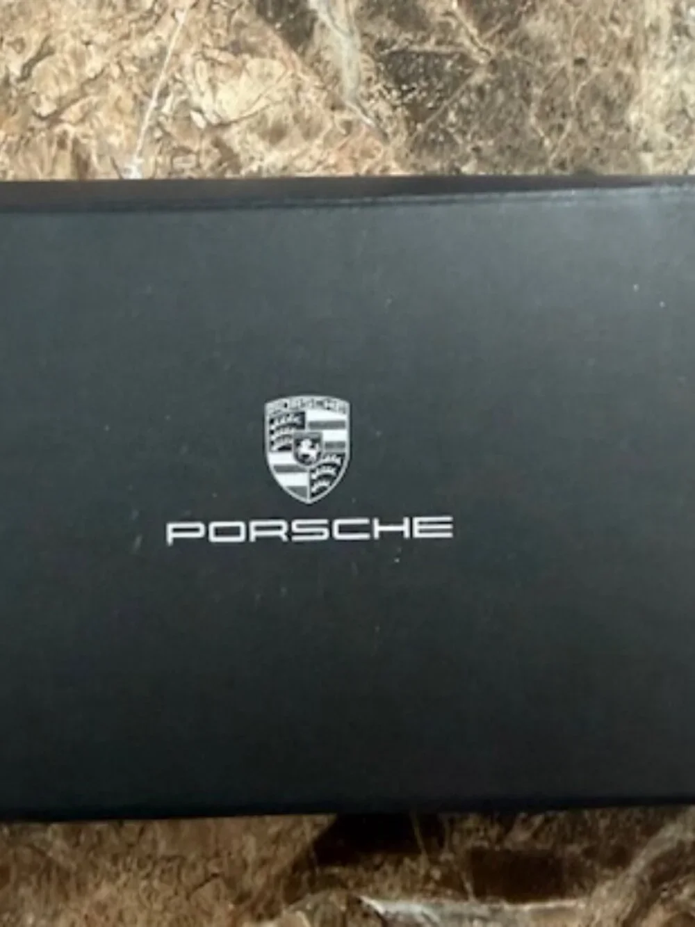 [New] Genuine Porsche Crest Key Ring - Black Leather